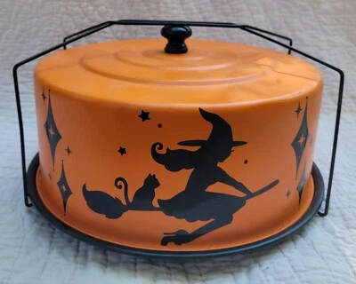 $99 • Buy Vintage Repurposed 2 Sided Halloween Aluminum Cake Carrier 