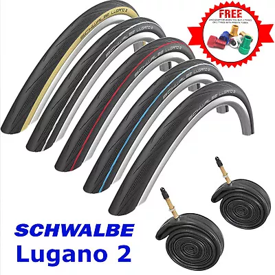 Schwalbe Lugano 2 700c Bike Tyres & Tubes Road Cycle Tire Active Line K-Guard • $57.99