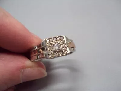 Antique Soviet USSR Gold 375 Sterling Silver 925 Ring Zircon Men Jewelry Size 9 • $200