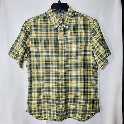L.L. Bean Shirt Mens Medium Regular Cotton Plaid Slightly Fitted Button-Up Shirt • $19.97