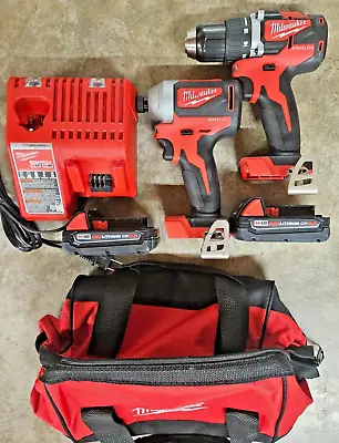 Milwaukee M18 Brushless Drill & Impact Driver W/ Two 2.0aH Battery & Charger • $169.90