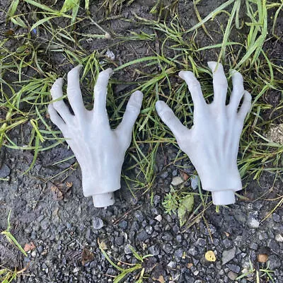 A Pair Halloween Skeleton Hands Realistic Life Size Severed Fake Hands Props • £11.58