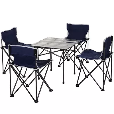 Outsunny 5 Piece Outdoor Foldable Camping Table Chairs Set Hiking Travel W/ Bag • £49.99