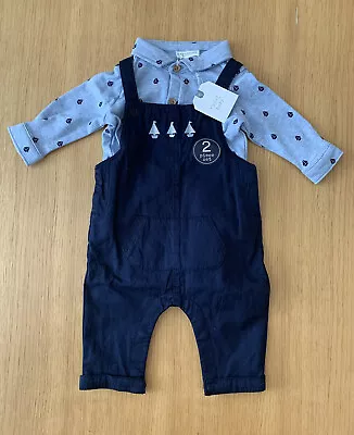 £9.99 • Buy NEXT Baby Boys Blue Boat Bodysuit Shirt Dungarees Outfit Set Age 3-6 Months New