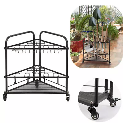 Garden Tool Organizer Rolling Corner Tool Storage Rack Tool Tower Garage Holder • £23.88