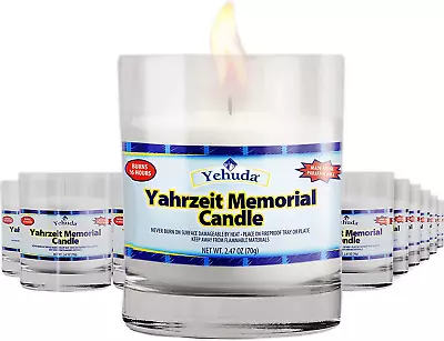 Yehuda Yahrzeit Memorial Candle Glass Tumbler (24 Pack) 24 Hour Candles | Yom  • $36.61