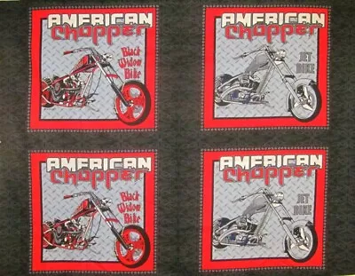 American Chopper Vintage 4 Pillow Panels Jet Bike & Black Widow On Cotton Fabric • $5.79