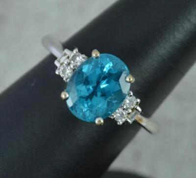 £525 • Buy Iliana 18 Carat White Gold Apatite And Diamond Ring