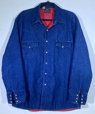 Vintage Sears Roebuck Western Wear Denim Jean Jacket Lined Large Tall • $21.99