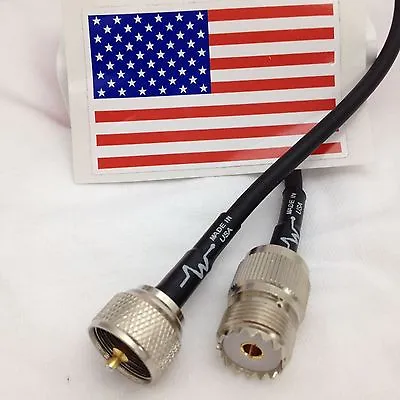 6ft PL-259 UHF SO239 HAM CB VHF RF RG-58 Coax Antenna Extension Cable Made In US • $11.95