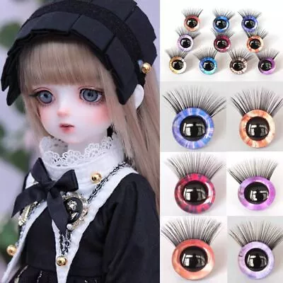 10 Colors Plastic Safety Eyes 14mm Eyes With Eyelash  Doll Accessories • $5.89