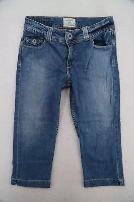 H&M LOGG Jeans Womens Size 8 Act 28 X20  Blue Capri Stretch Denim Straight Crop • $14.95