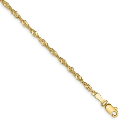 Ladies 14K Yellow Gold Singapore Chain Bracelet - 7 Inches - 1.7 Grams - 2mm • £153.84