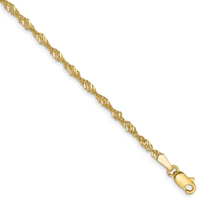 Ladies 14K Yellow Gold Singapore Chain Bracelet - 7 Inches - 1.7 Grams - 2mm • £153.84
