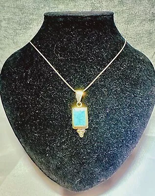 Mexican Sterling Silver Turquoise Pendant And Necklace • $35