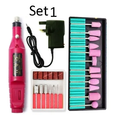 1 Set Electric Nail Drill Machine Manicure Pedicure Portable Nail File Buffer UK • £9.97