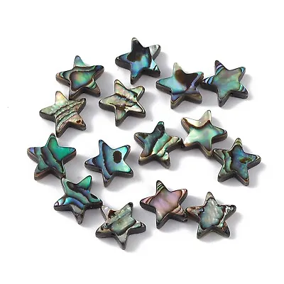 10 Pcs Colorful Natural Abalone Shell Paua Shell Beads Star Crafts 10x10.5x3.5mm • $11.03