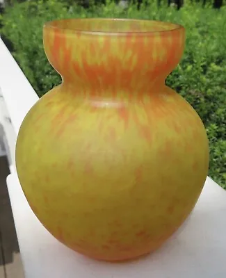Rare Handsome Antique Art Nouveau Hyacinth Vase In Striking Yellow And Red  • $145