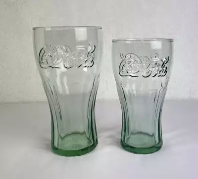 2 XCoca Cola Coke Glasses VGC Green Pint Size Ish • £9.99