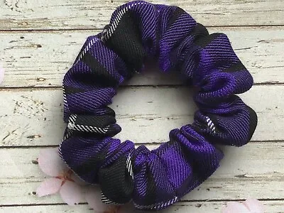 Tartan Scrunchie Check Plaid Fabric Ponytail Ruffle Elastic Hair Bobble Bun Band • £4.49