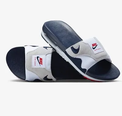 Nike Air Max 1 Slides Obsidian Red White Men's Slippers Flip Flops DH0295-104 • $89.99