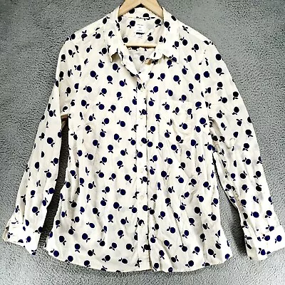 J Crew Pineapple Blouse Button Down Fitted Boyfriend Long Sleeve Shirt Womens XL • $15.99