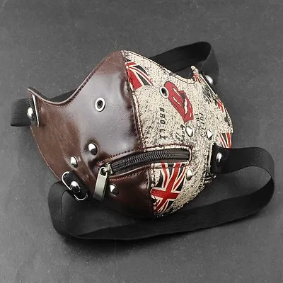 Cool Mens Vintage Leathe Steampunk Cosplay Face Mask  • $18