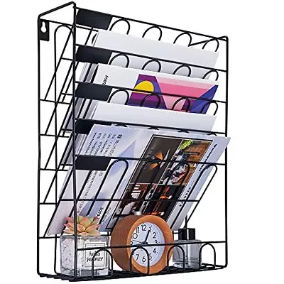 Hanging File Holder Organizer - 6 Tier Wall Mount File Organizer Hanging Wal... • $34.15