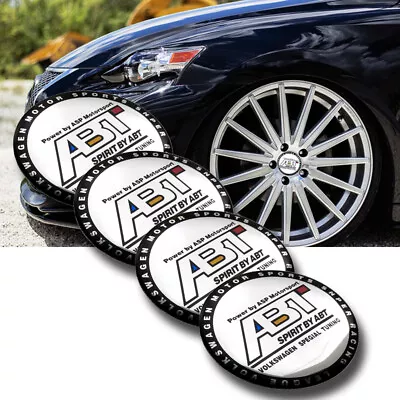 4Pcs S Line ABT Wheel Center Hub Cap Emblems Badge Black Sport Sticker 5.6cm • £5.99