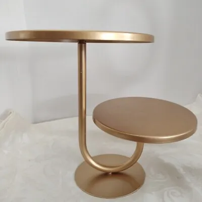 2 Tier Cake Versatile Round MetalStand Gold Tone 12 Tall 10  And 8  Cake Size... • $24.99