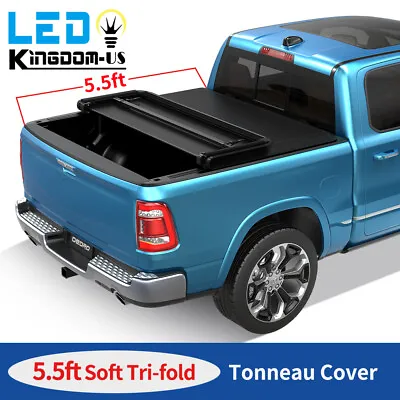 5.5ft Tonneau Cover Tri-FOLD For 2015-2023 Ford F-150 Pickup Truck Bed W/ Led • $125.99