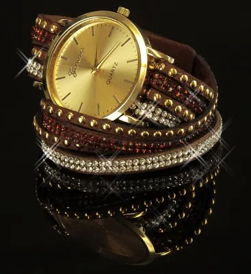 Women's Watch Gold Braun Wrist Watch Ladies Zirconia Stones U1900 Braun • $25.04