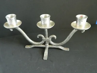 Vintage Handmade Pewter Skurdal Tinn Norway 3 Arm Candelabra Candlestick  E10 • $34.99