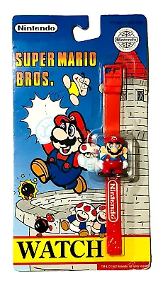 Vintage Nintendo Super Mario Bros. Watch Red Watchband New Sealed Card Rare • $150