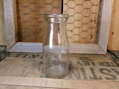 Vintage 1940's Duraglas Clear Glass Half Pint Liquid Dairy Cream Milk Bottle • $4.19