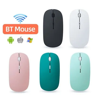 Bluetooth Wireless Mouse For Tablet Battery Notebook Computer Ultra-Thin Silent • £6.19