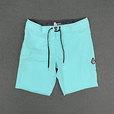 Volcom Board Shorts Mens Size 32 Aqua Blue Mod Tech Surf Swim Beach Casual • $14.96