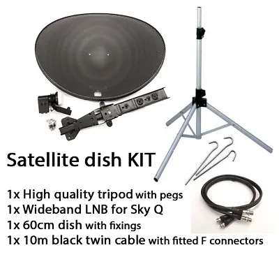 Sky Q Satellite 60cm Zone 1 Dish LNB Tripod Camping Caravan Touring  KIT Outdoor • £89.99