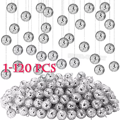 120PCS Silver Mirror Ball Disco Hanging Ball Christmas Party Ornaments Balls • £5