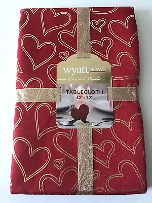 Wyatt Home Valentine's Day Luxurious Metallic Hearts Tablecloth 52x70 Brand New • $29.99