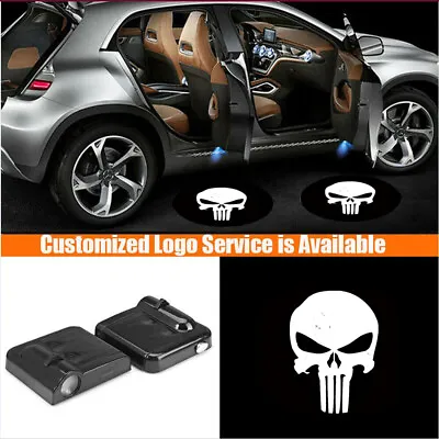 2X Wireless White  Skull Ghost Car Door LED Projector Shadow Welcome Lights • $15.99