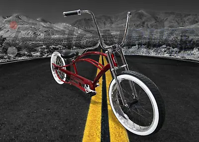 26  Stretch Beach Cruiser Bike Fat Tires High Rise Handlebars Single Speed Bike • $619.99