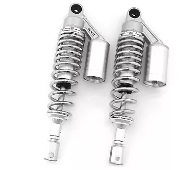 Silver & Chrome Remote Reservoir Motorcycle Shocks - Eye To Clevis - 320mm 330mm • $75.95