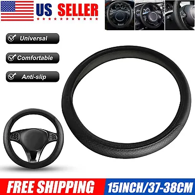 Black Leather Universal Steering Wheel Cover Anti-slip Car Accessories 15 /38CM • $7.98