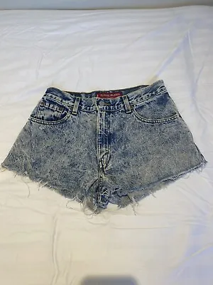 Vintage Levi’s 501 Cut Off Blue Acid Wash Denim High Waisted Shorts Size 10 • £18