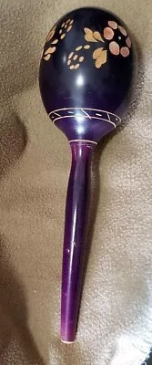 Vintage Wooden Hand Carved Spanish Single Maraca 10.5  Dark Purple Stain • $17.49