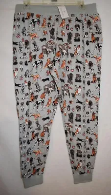 Vera Bradley Ribbed Jogger Pajama Pants Dog Show 35354-160123 Gray NWT • $44.99