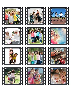 12 X Edible YOUR PHOTO  Reel Cupcake Topper Decorations- Uncut  Wafer/icing • £5