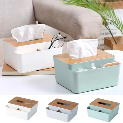 $14.51 • Buy White Bamboo Cover Toilet Paper Box Towel Napkin Tissue Holder  Facial Tissues