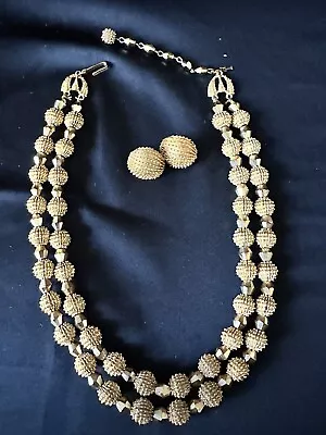 Vintage Trifari Crown Necklace And Clipon Earrings • $51